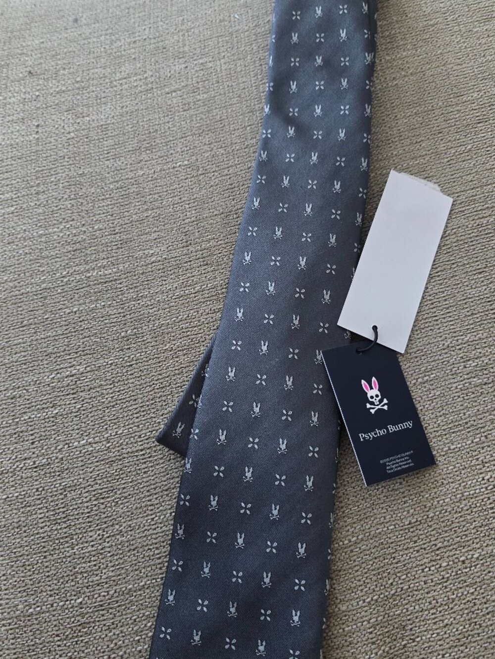Psycho Bunny Tie 100% Silk English Fabric Made In USA NWT Gray